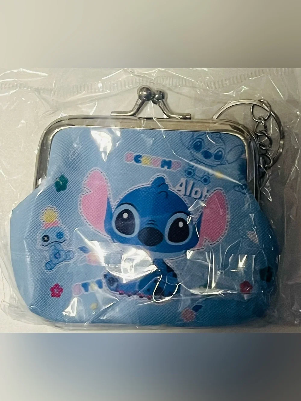 Blue Stitch Kids Coin Purse Keychain
